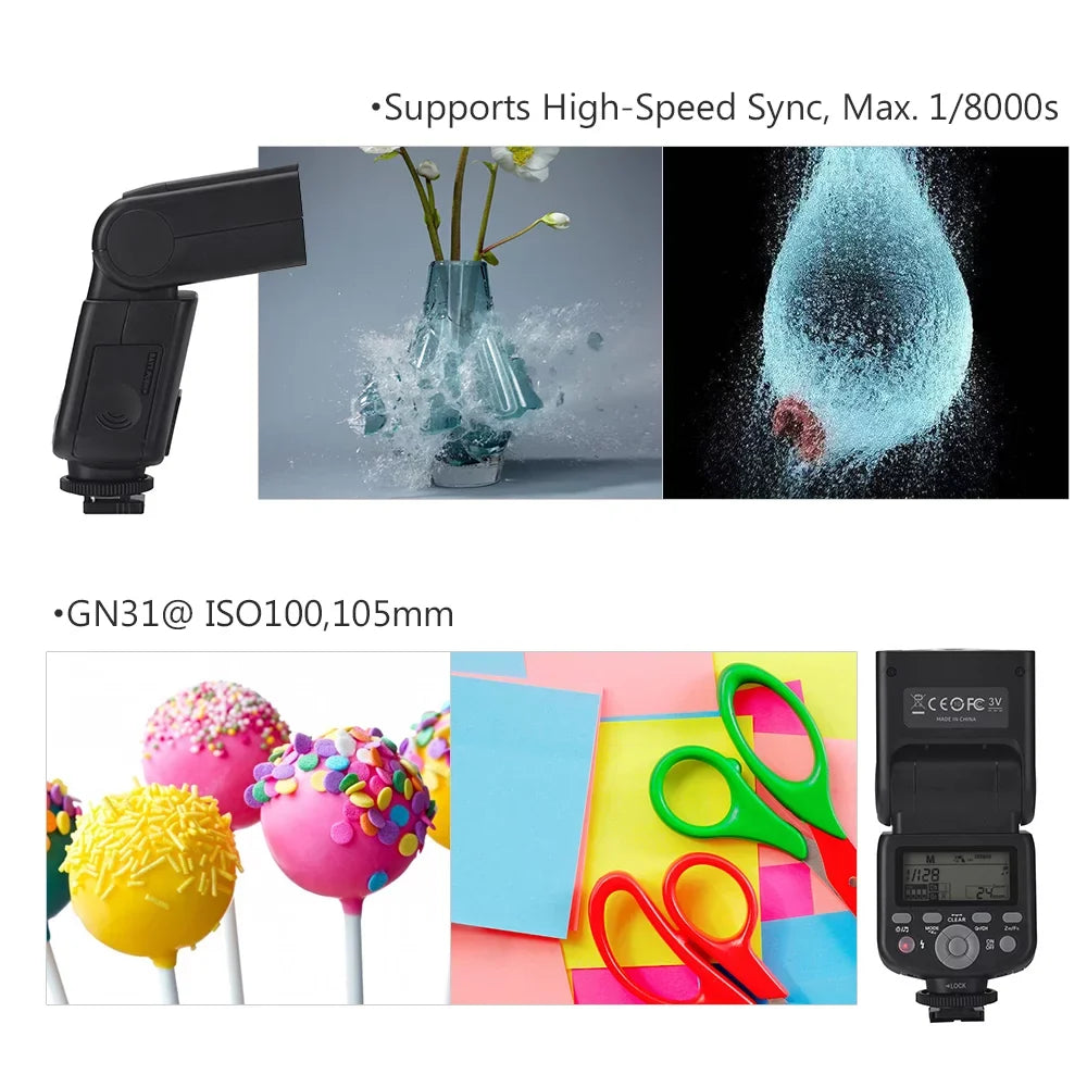 HSS A7R/ A6300/ A6000/ A99/ GN31 Speedlite Wireless YN320EX 5600K Master A58/ 18000s A6500 A7S/ YONGNUO A77 A7/ Flash II/ Slave for TTL