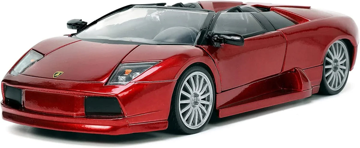 Diecast Jada Car Red by Lamborghini Roadster Series 1/24 Model "Hyper-Spec" Murcielago Metallic
