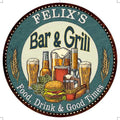 Bar Kitchen Sign 12" 200120023164 Decor Wall Metal Grill Round FELIX'S and