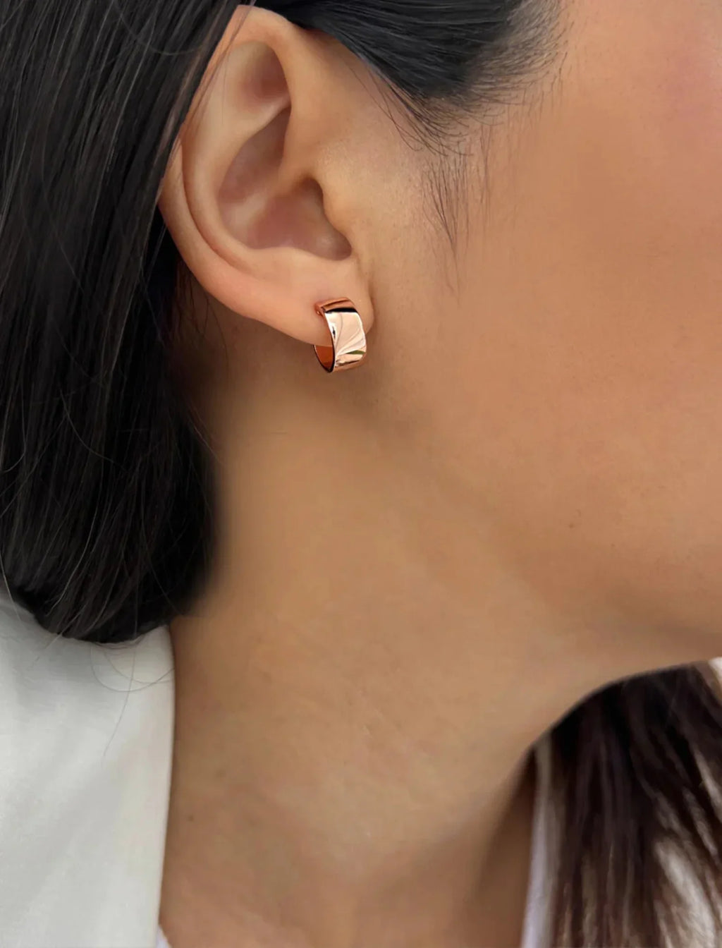 EARRINGS HOOP BOSS OVER STERLING MINI SILVER GOLD CHUBBY 18K ROSE