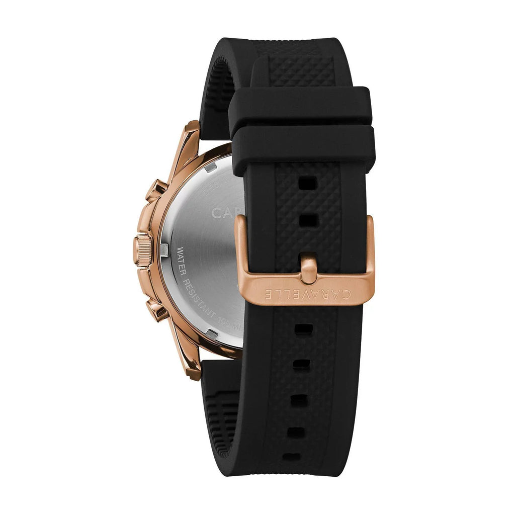 Chronograph Watch, Bulova Silicone Strap Caravelle Men's Designed Black by