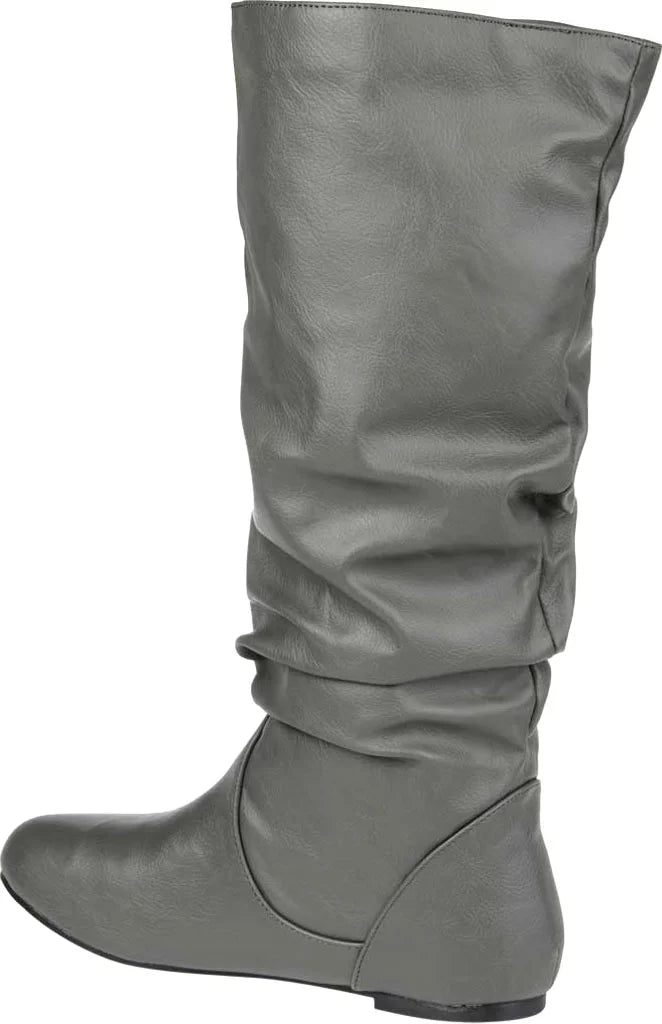 Women's Jayne Boot Faux High Wide 7.5 Grey Leather Extra Knee M Collection Calf Journee Slouch