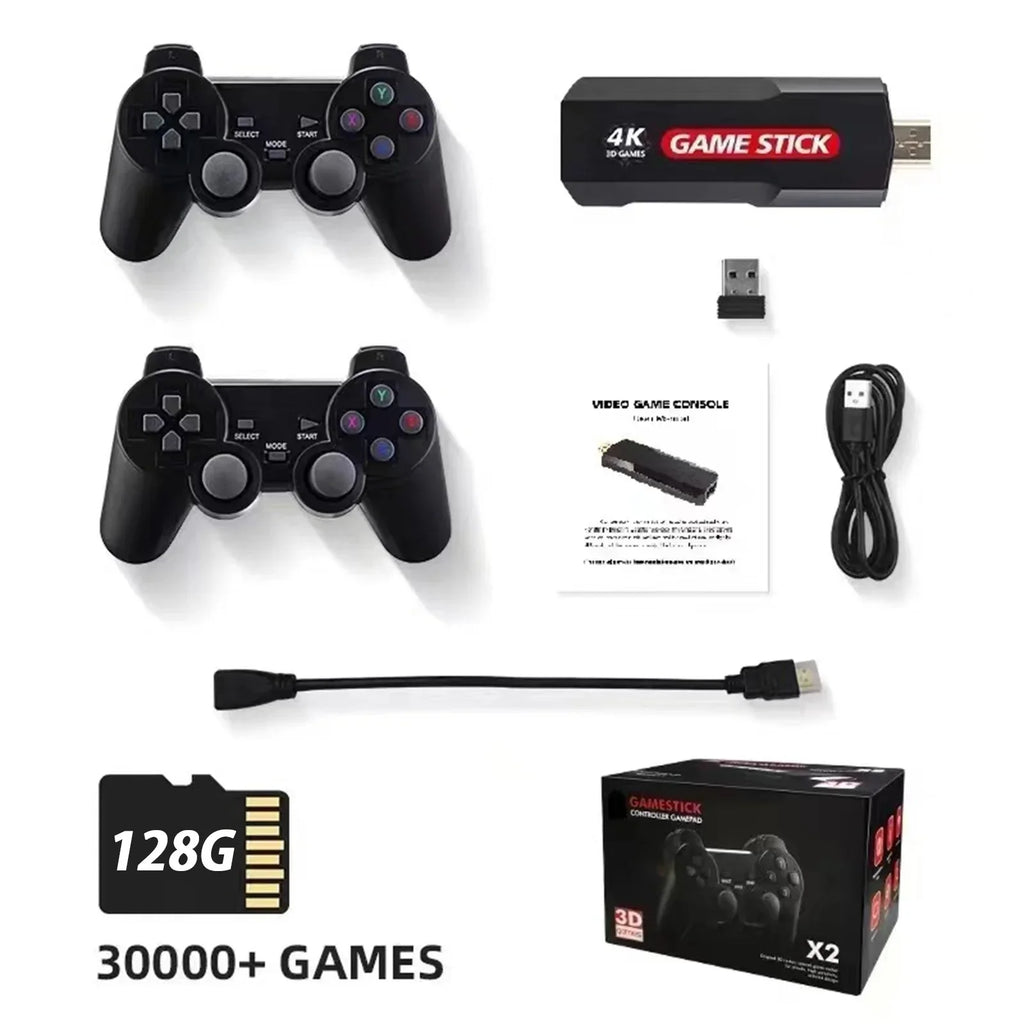 Upgrade Wireless X2 Plus Wireless Controller,30000+ Console Retro Game Games Games,128GB Double Console, Retro Stick