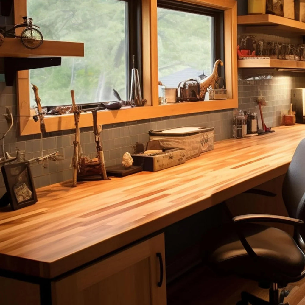 Kitchen, Wood Hardwood Oil, Thickness, W Counter Slabs L Cherry 25" Prefinished For Food-Safe X 1.5" Countertop, Grown With Butcher Solid Polished, 60" Side Reversible, Top, Block Both