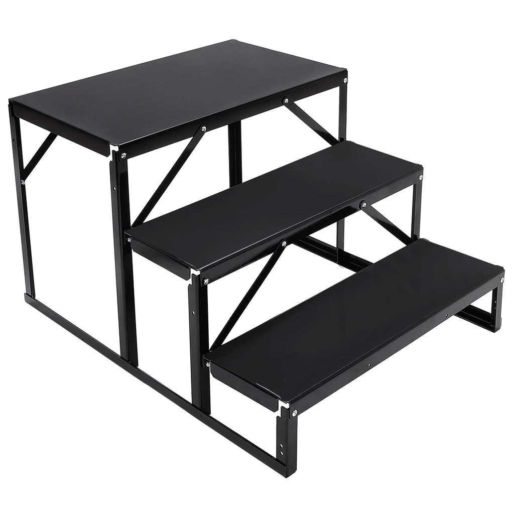 Rail W/ Hand-railing Steps for Trailer HECASA Steel Camper Armrest 3 Side Travel Load Trailer Stairs Universal RV Hand