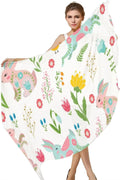Hyjoy Shawl Silk Neck Scarf Scarves Girls Wrap Long Easter Lightweight and for Women Rabbits in Chicken Flowers