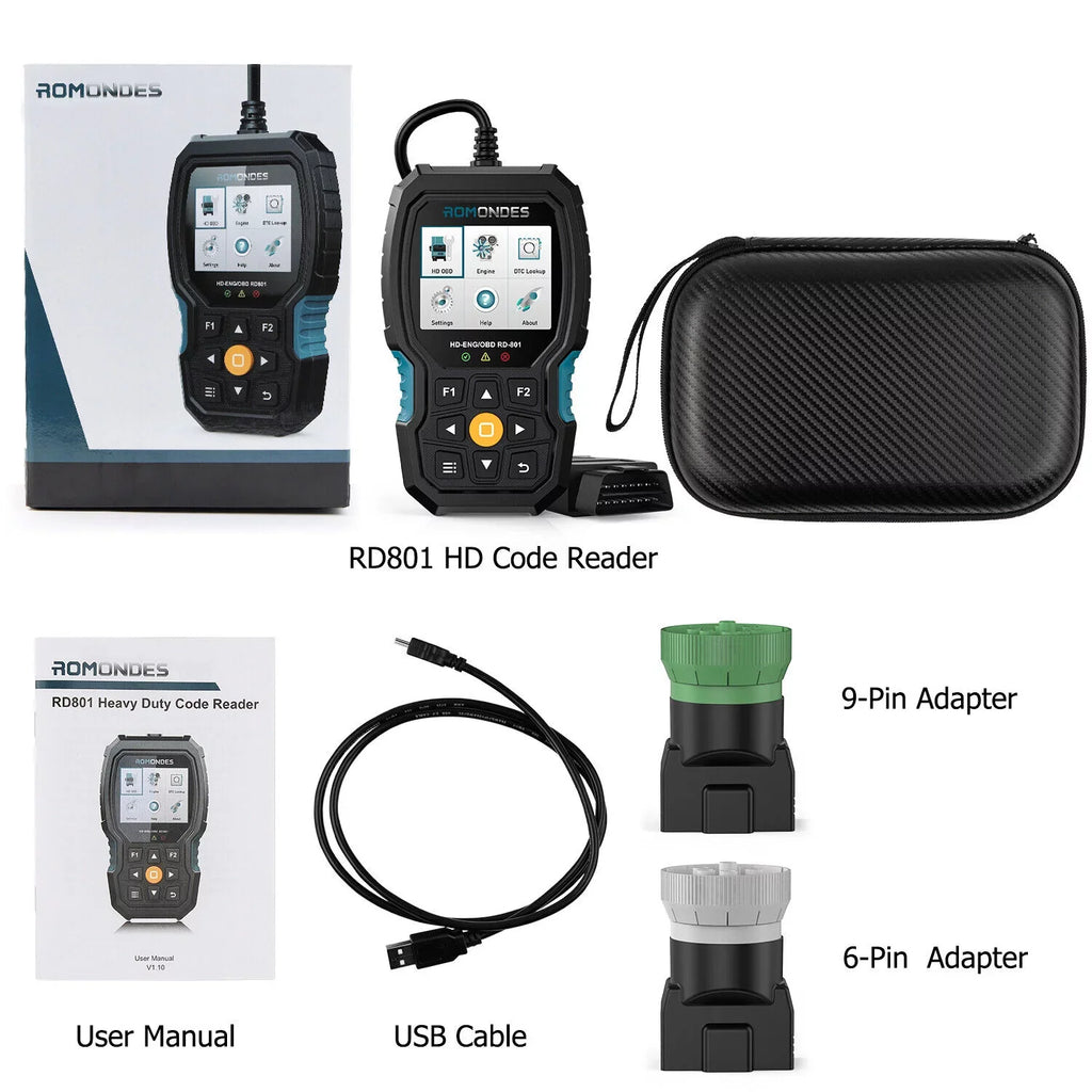 RD801 Truck Scanner Diagnostic Truck Romondes Heavy Code OBD2 Tool Reader Diesel Scanner Duty