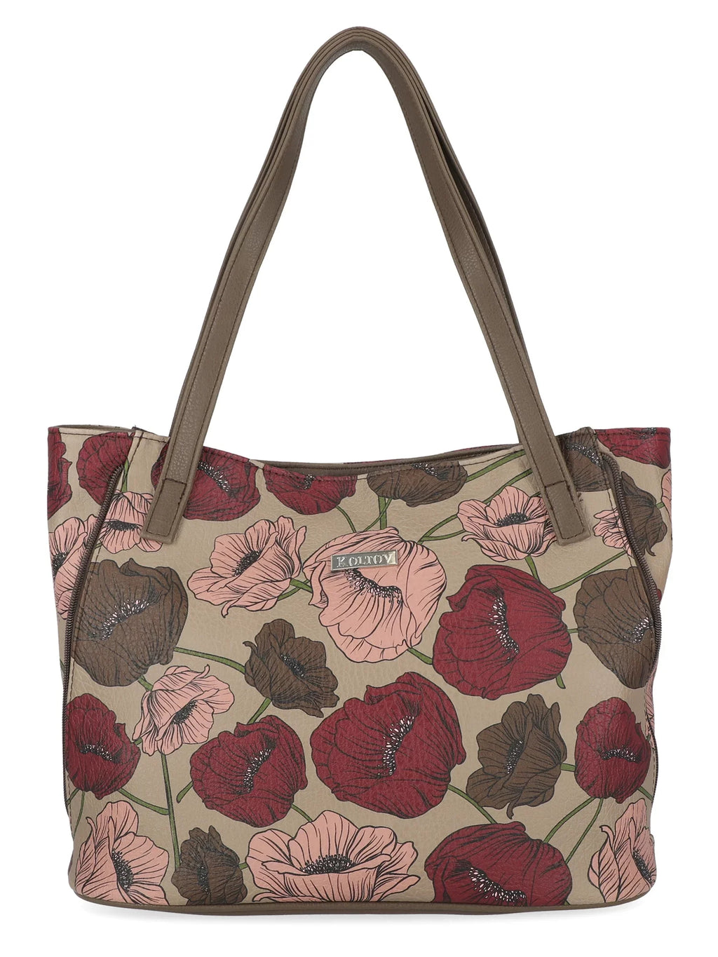 Koltov Marbella Bay Leather East / West Vegan Emily Leaf Tote,