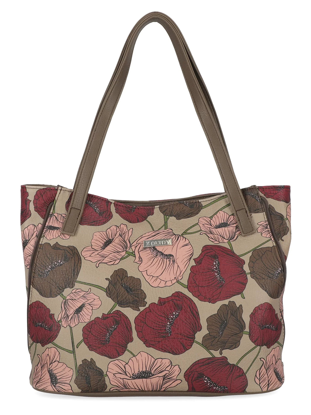 Koltov Marbella Bay Leather East / West Vegan Emily Leaf Tote,