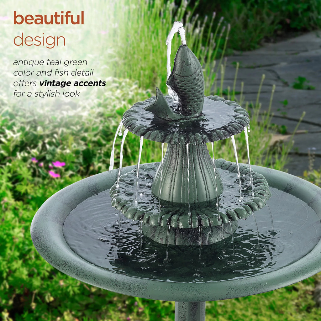 3-Tier Green Fountain Pedestal Bird Corporation Alpine Bath, Plastic