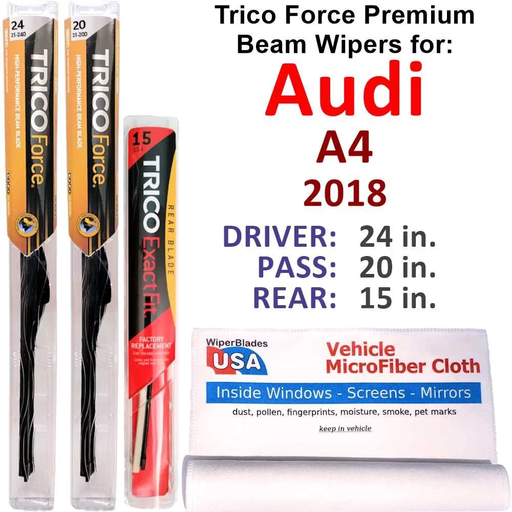 of (Set Beam Wipers 2018 w/Rear 3) Performance Wiper Audi A4
