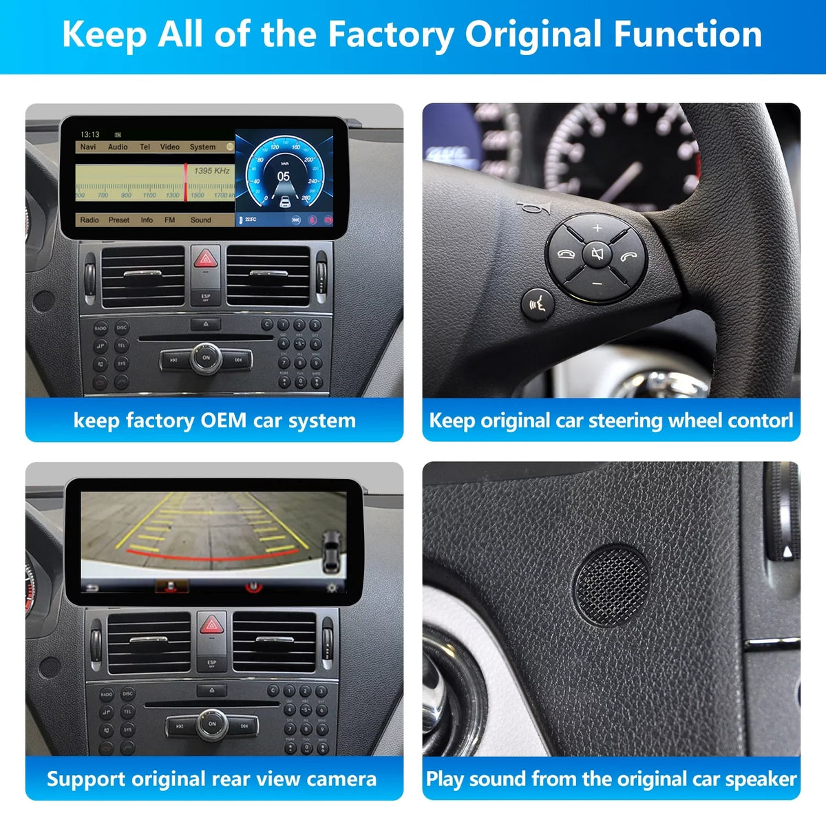W204 C 8GB+256GB Screen Wired Year Class Touch with 10.25" Touch Top Mirrorlink Supports NTG4.5/4.7, CarPlay Wireless Car for Auto 13 Car Android Screen Stereo Benz Road Android 2011-2014