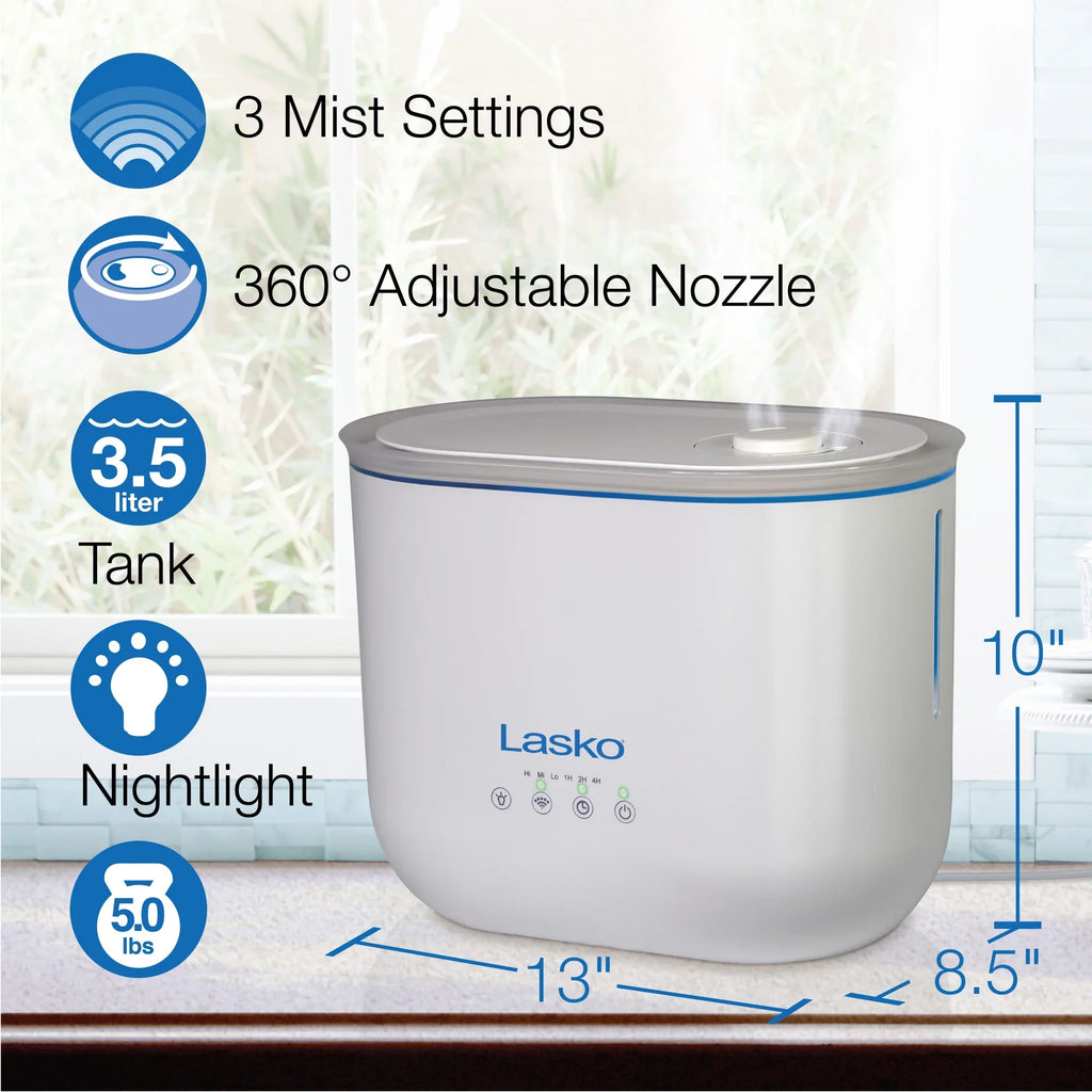 Cool ft., with Mist Humidifier Gallon, Lasko Ultrasonic Sq. UH250 18-Hour 370 Timer, 0.92