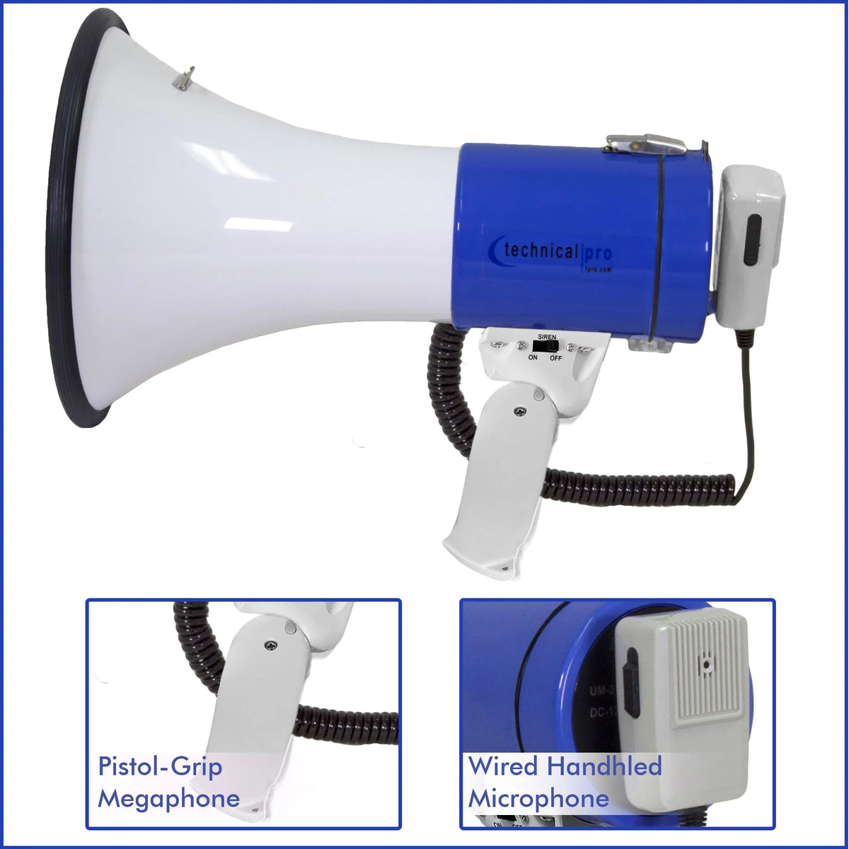 and Adjustable 4) Built-in Control Volume Technical Megaphone 40 (Qty Speaker Bullhorn Watts Pro 1200 Yard with Range Siren,