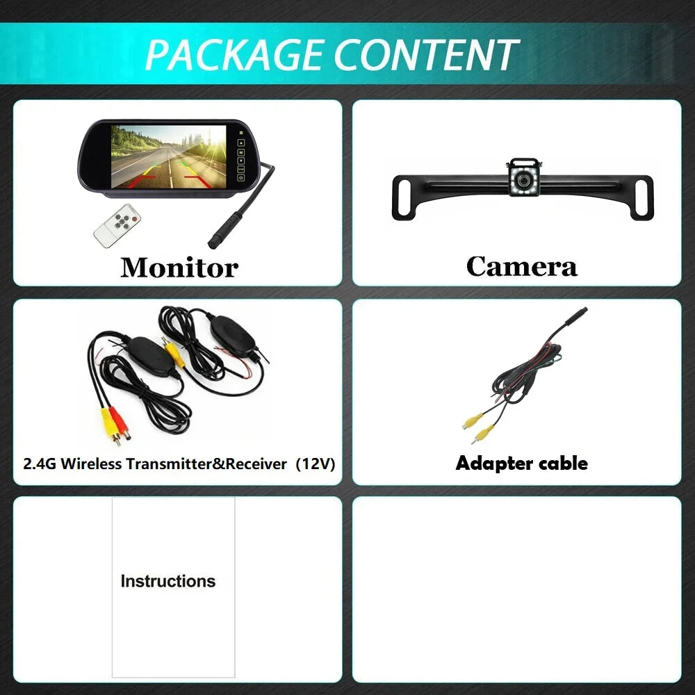 System View Vision Parking Car HD Wireless Night Rear 7" Backup Monitor Camera