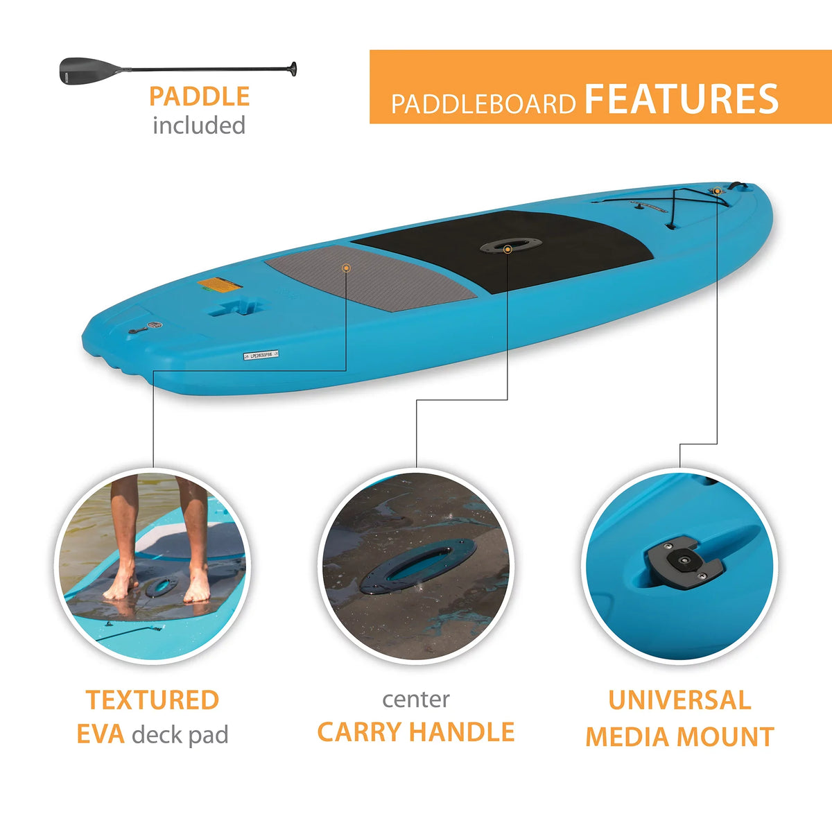 (90579) 11 Lifetime Amped Blue Paddleboard, Stand-up Glacier ft