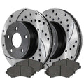 2008-2016 Front Replacement Drilled Journey Rotors Driver Ram Chrysler Brake AutoShack Dodge FWD Pads and V6 C/V Side Ceramic Country and for Kit Town Passenger Routan Black Caravan Grand Slotted VW &