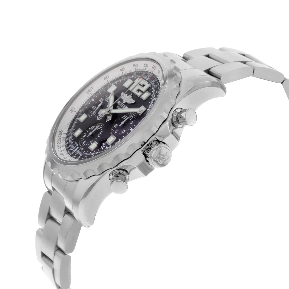 Mens Breitling A2336035-BA68SS Watch Black Automatic Dial Chronospace