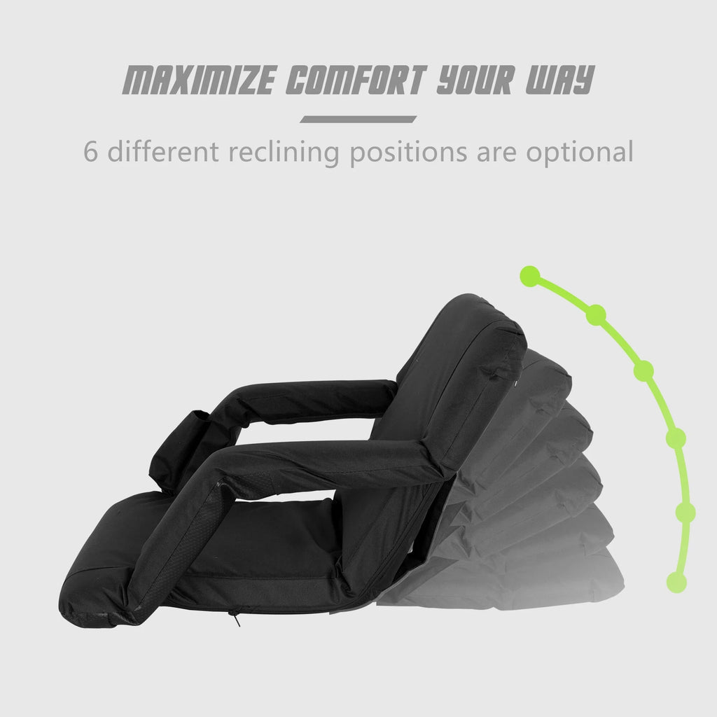 Chair Bleacher Seat Portable ZenSports Reclining for Black 6 Stadium Positions 2PCS