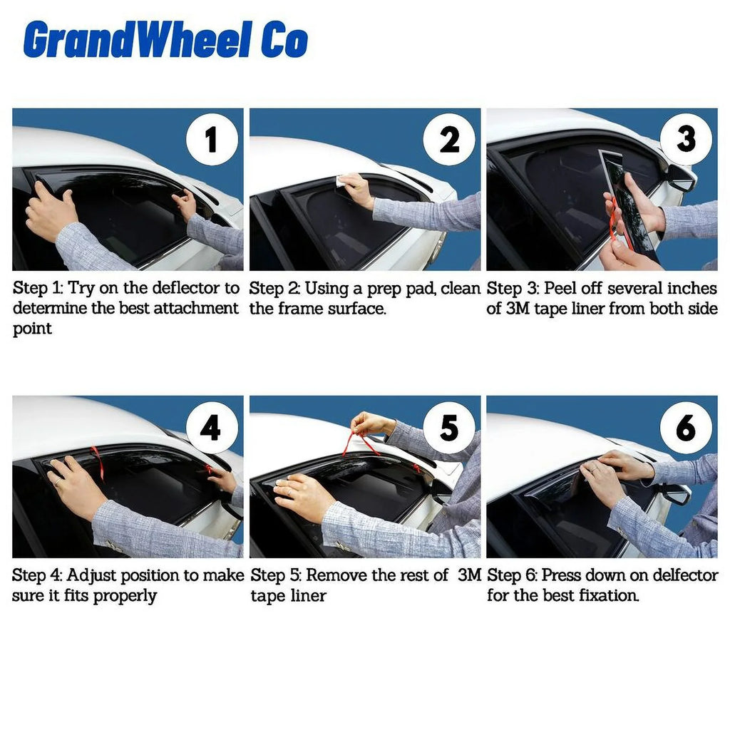 Deflectors Compatible Tape-On Co Smoke GW0389 with Window Outlander 4pcs. Mitsubishi Tinted Visor Guards GrandWheel Vent - Rain 2014-2021 Side