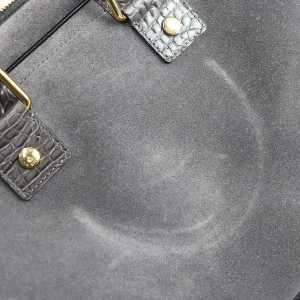 Stamp Hardware Black Gray (Good) M95237 Leather Pre-Owned Calf Handbag Suede Bag Gold GM