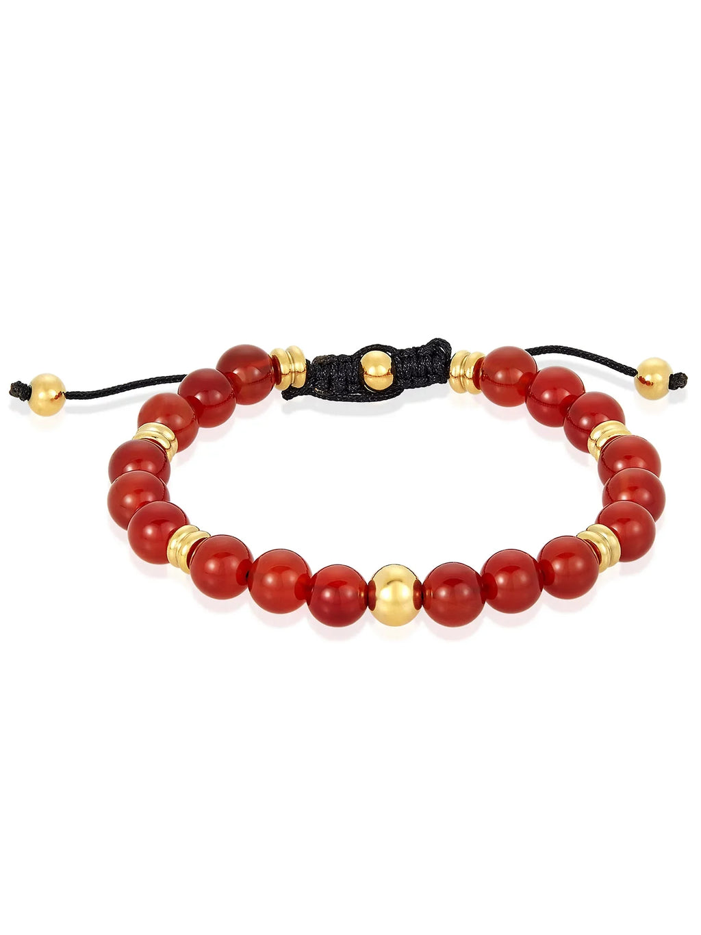 Bracelet Plated Gold Coastal Adjustable (8mm) and Steel Men's Jewelry Agate Stainless Beaded Red Stone