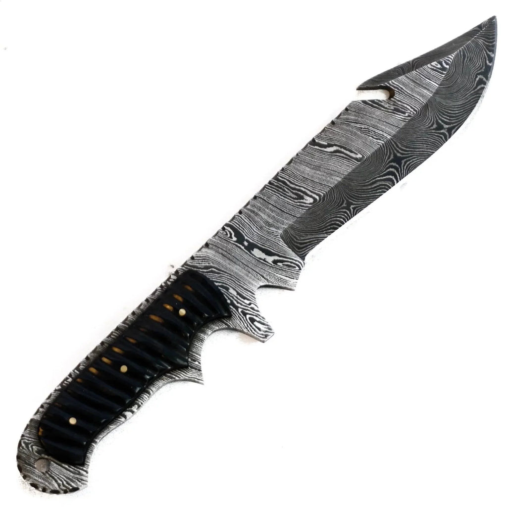 Blade- Bowie Hunting High Damascus Carbon 12 Steel Knife Outdoors- - Knife-