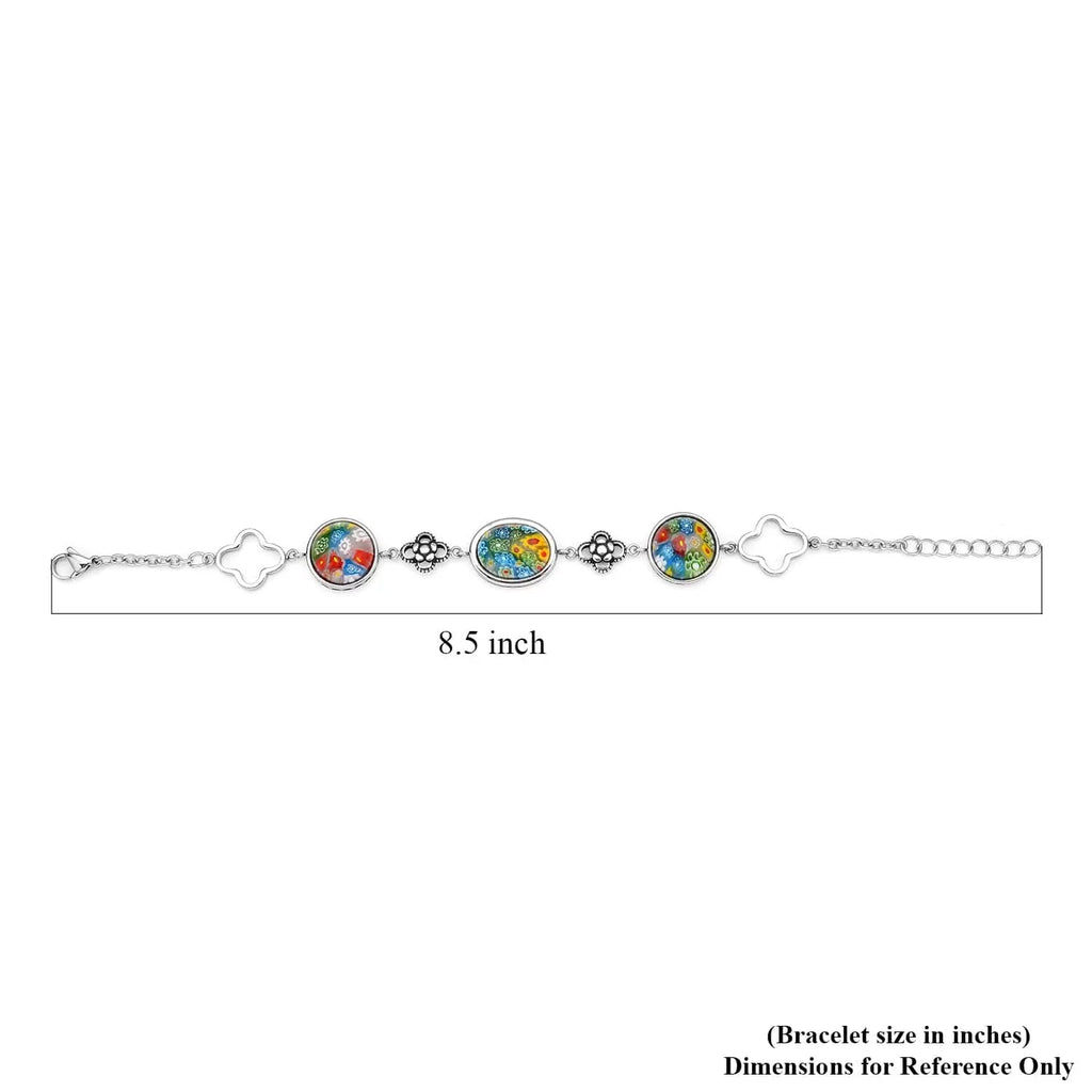 for Oval Stainless Costume Gifts Mothers Fashion Mom Birthday Day Jewelry Glass Unique Stylish for Bracelet Women dimension Shop Steel LC 6.75"