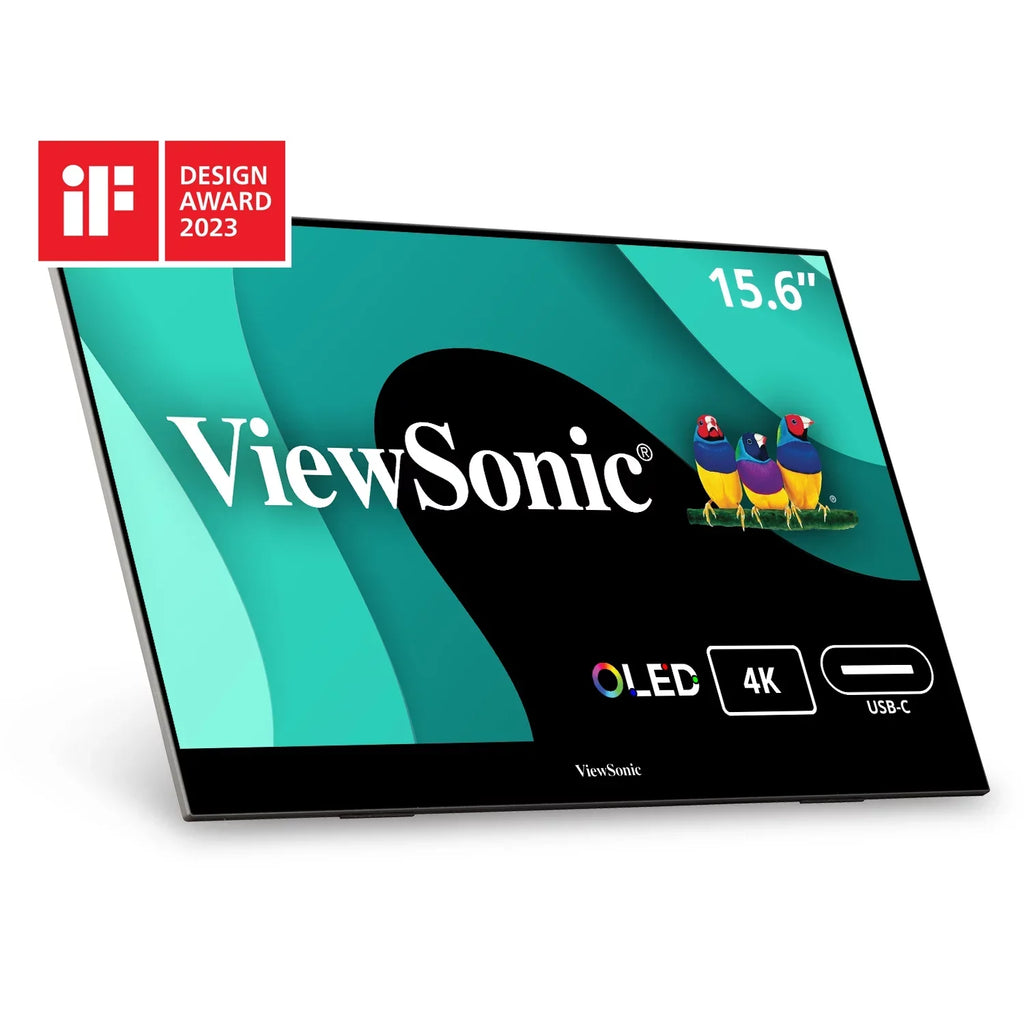 2 C, OLED Monitor VX1655-4K-OLED UHD 15.6 with in 60W Way Smart Mini Cover Inch Speakers, Portable Stand and Dual Powered ViewSonic USB with 4K HDMI, Built