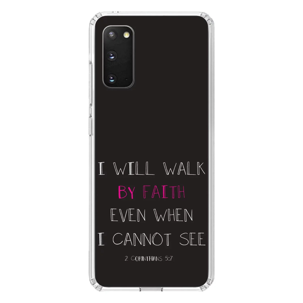 Cannot Shockproof Acrylic Screen Galaxy - Faith - DistinctInk Bumper, - 5G Hybrid Tempered Case Even See for Clear I 5:7 S20 When By TPU Walk Protector / S20 2 Screen) (6.2" Back, Glass Corinthians