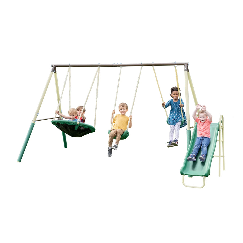 Swing, Sportspower Warranty Swing Molded and Blow Slide, with Kit Super Saucer Saucer on Metal Anchor Set Padded BONUS Lifetime