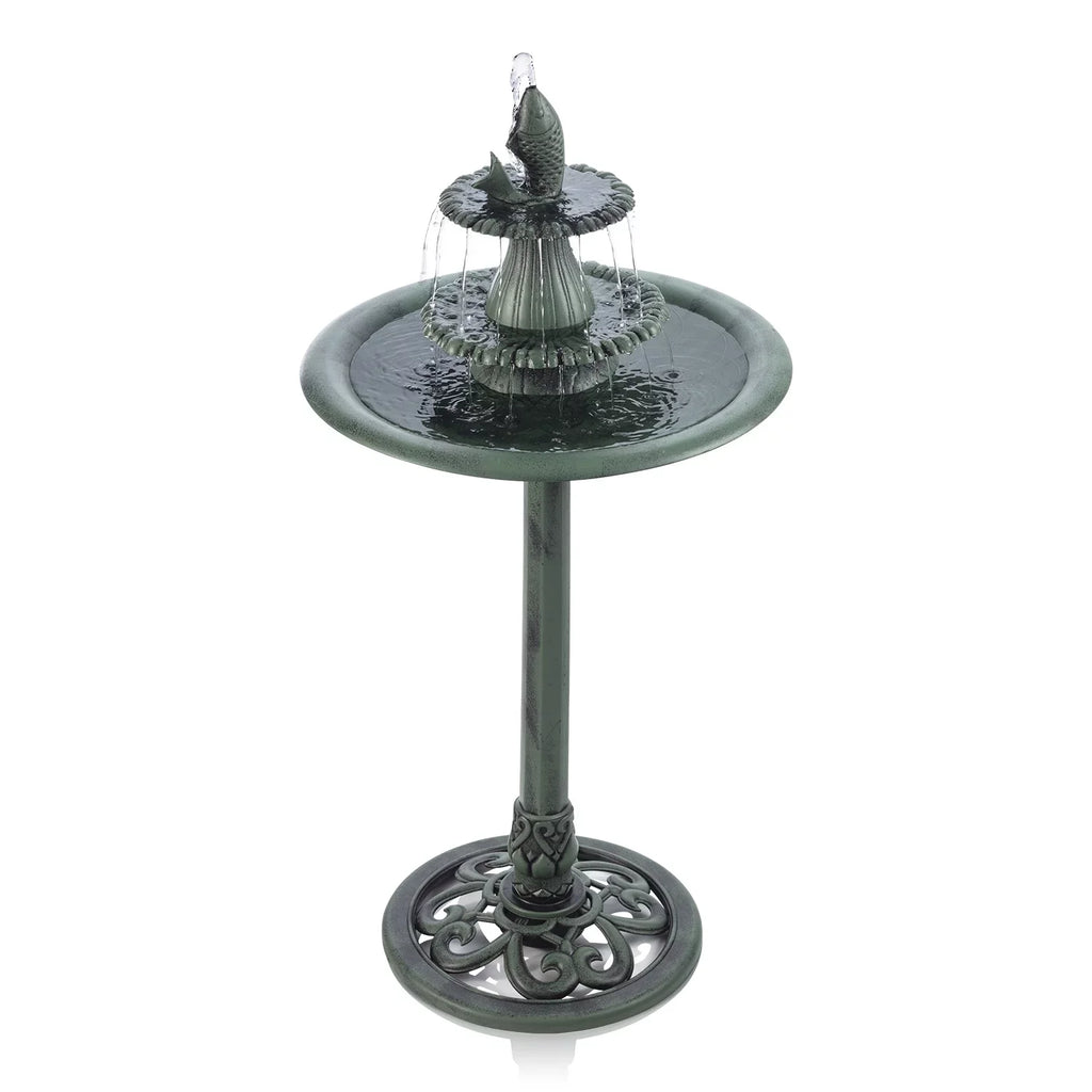 3-Tier Green Fountain Pedestal Bird Corporation Alpine Bath, Plastic