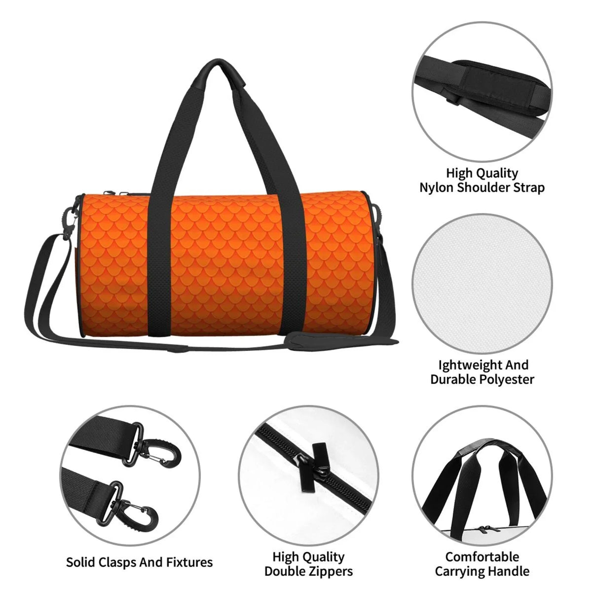 Bag Bag Coaee Travel Sports Bag and Pocket with Cylinder Capacity Compartment Orange Gym Large Luggage Scales Waterproof