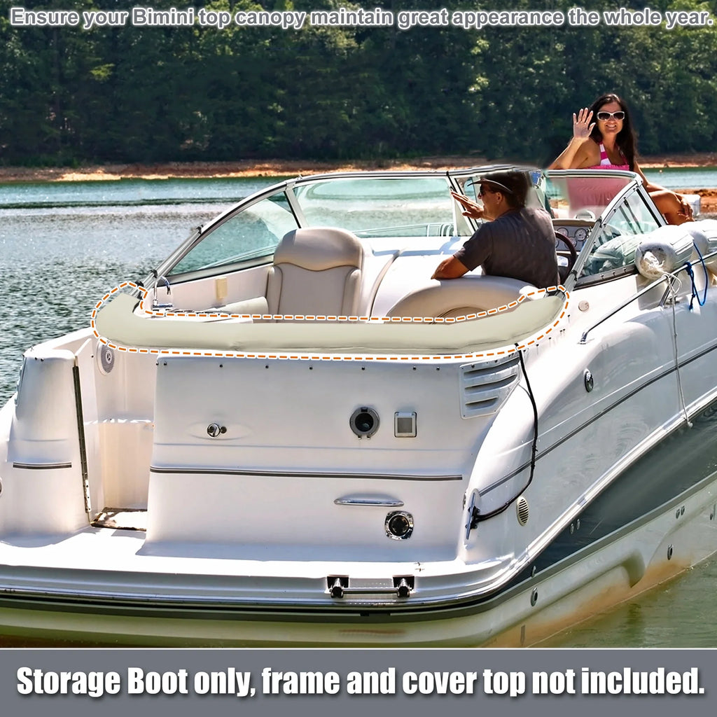 Universal Boot Bow Bimini 600D 3 Beige 4 Cover 91"-96" Unique Canvas Boat Top Width Polyester Storage for Bow Bargains