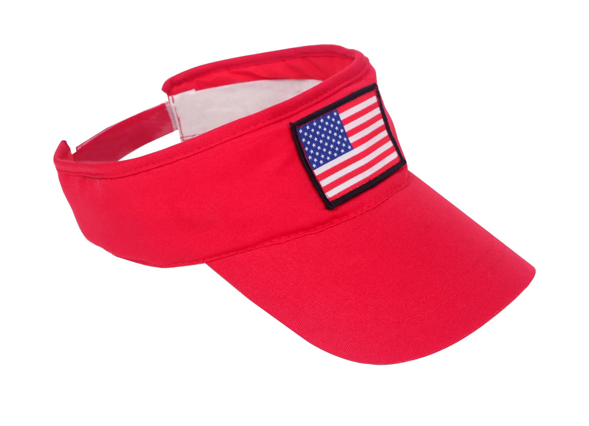 Flag Bulk Sun American Patriotic Visor Hats Pack of 24