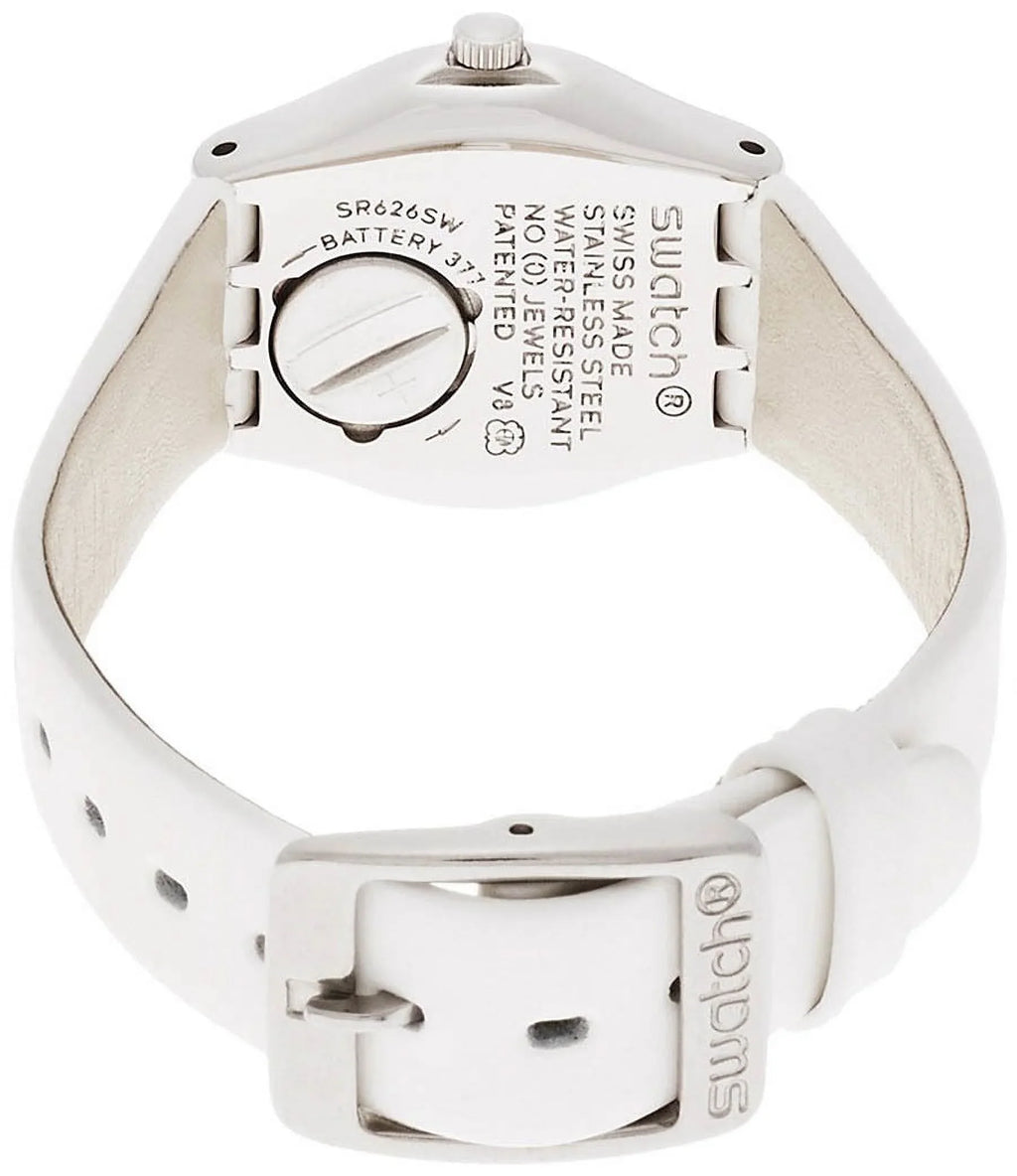 Dial Swatch Women's Watch Strap YSS296 Tone White Silver Leather