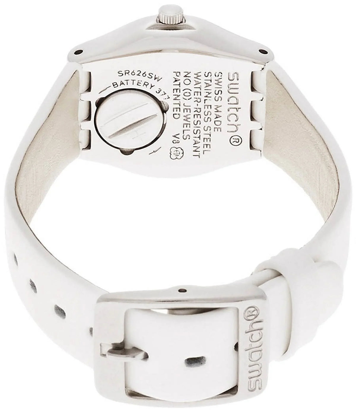 Dial Swatch Women's Watch Strap YSS296 Tone White Silver Leather