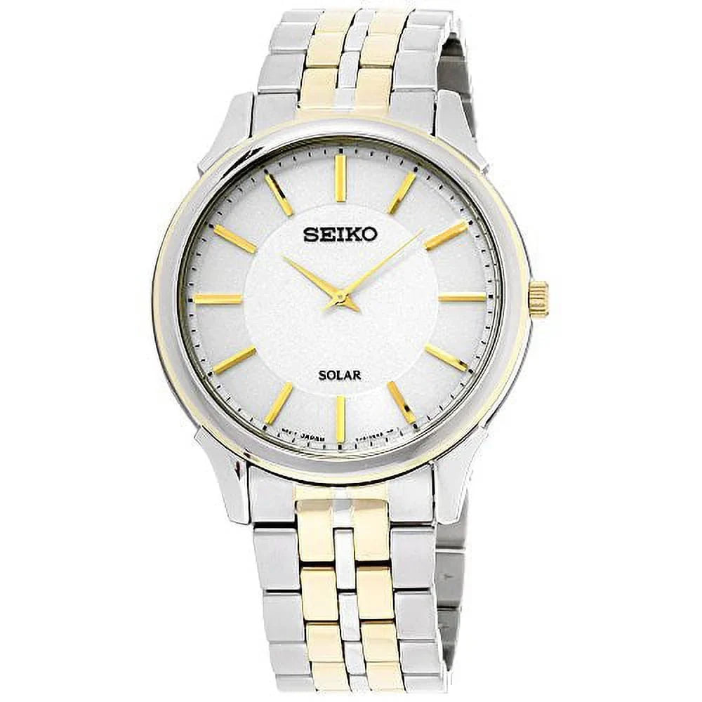 Seiko Core Reserve Solar White Dial Watch SUP864 Tone Two Power Steel Men's