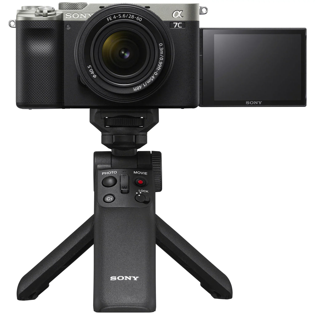 Vlogger Kit Accessories Remote Full Gear Mirrorless F4-5.6 GP-VPT2BT Battery 28-60mm 2x Bundle ILCE7CL/S with ACCVC1: Bag + Body & + Shooting Grip Frame w. + Silver Wireless a7C Deco Camera Lens