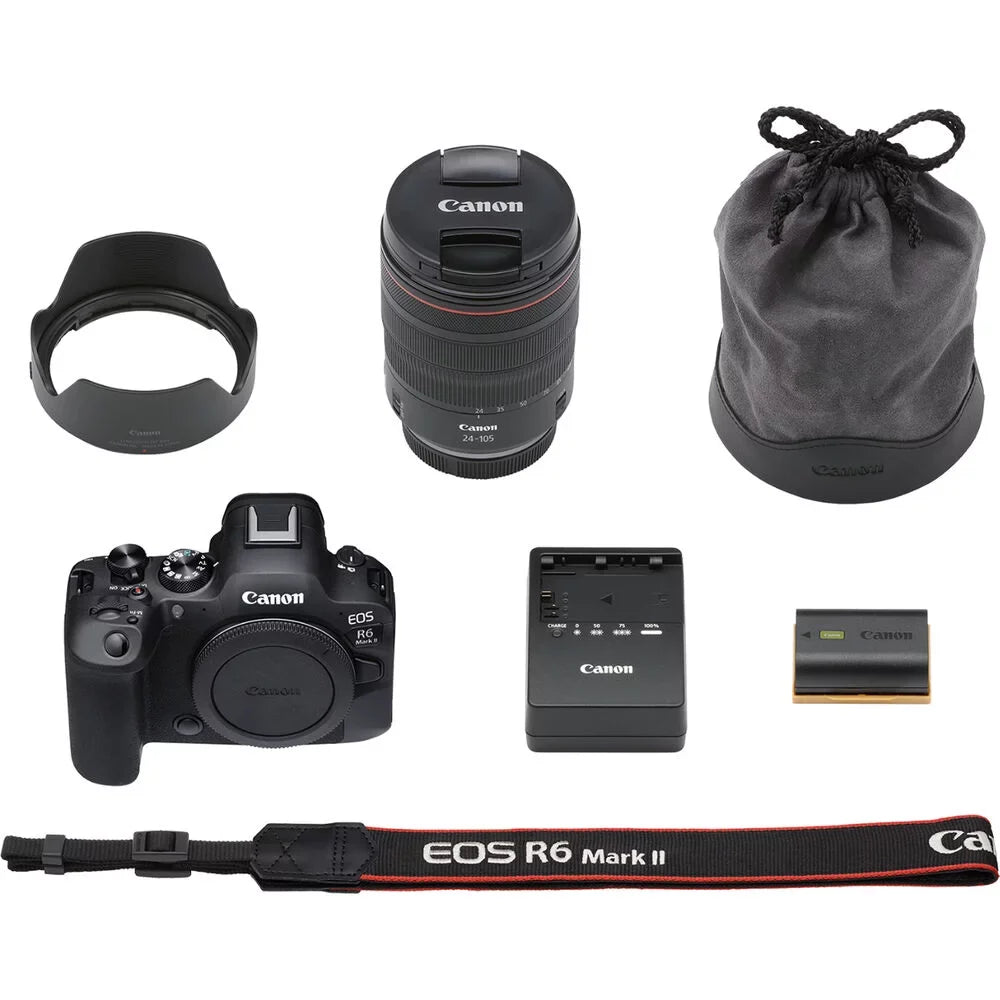 (5666C011) f/4 Photo Case Charger Lens Memory 64GB + Card + with Canon Corel + EOS Reader + Battery Software 24-105mm II + R6 External Camera + LPE6 Mirrorless + Card Mark More