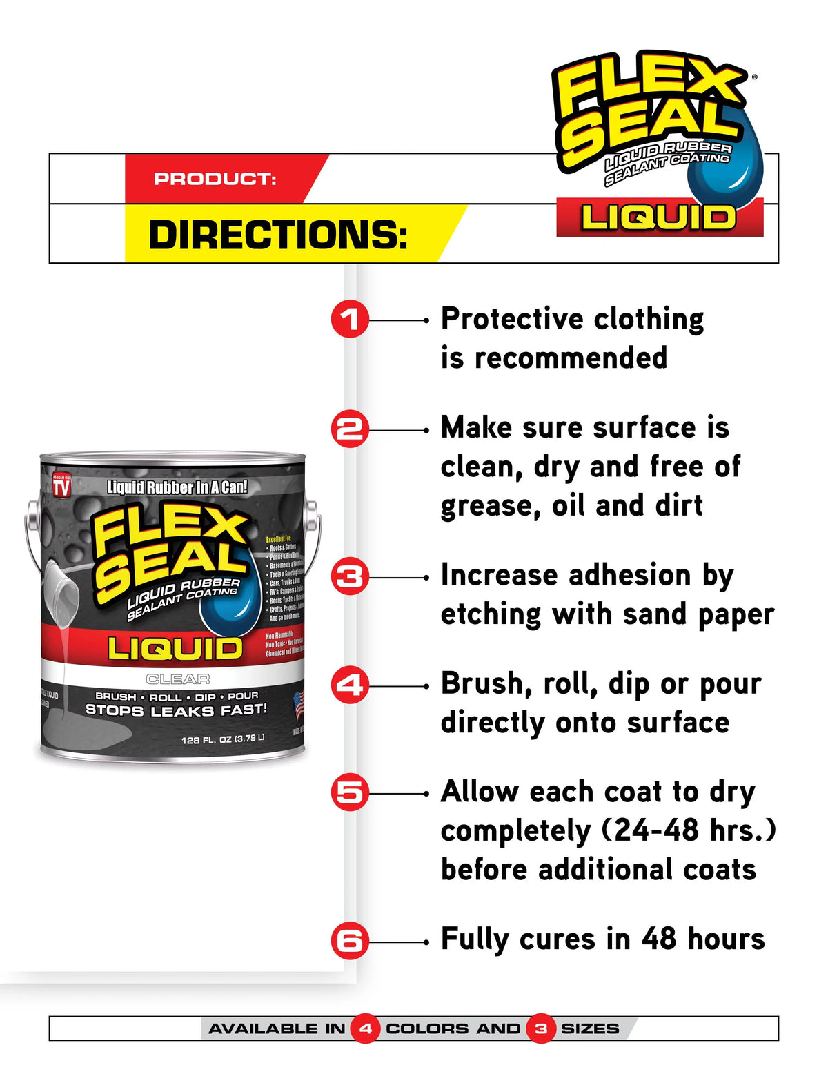 Seal Coating, Gallon, Clear Sealant Rubber 1 Flex Liquid