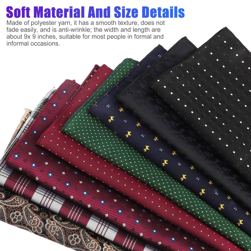 Pocket Party Men Fashion Silk Square Wedding Dot 8PCS Hanky Handkerchief Floral
