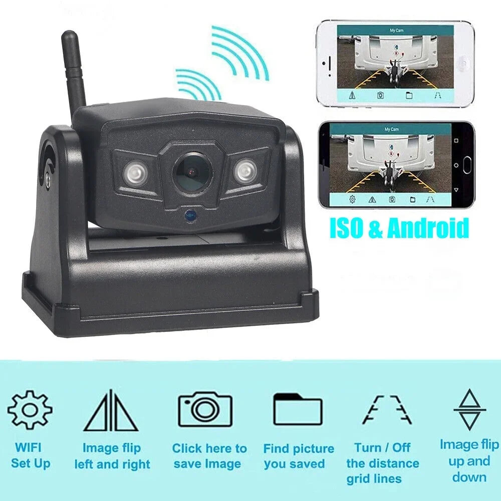 Backup Front/Rear View Battery Wireless JLLOM Camera, Magnetic 9600mAh WiFi Camera