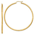 14kt Earrings; Tube Diamond-cut 2mm Women and Real Men Teens; Adults Round and for Satin Yellow and for Gold Hoop
