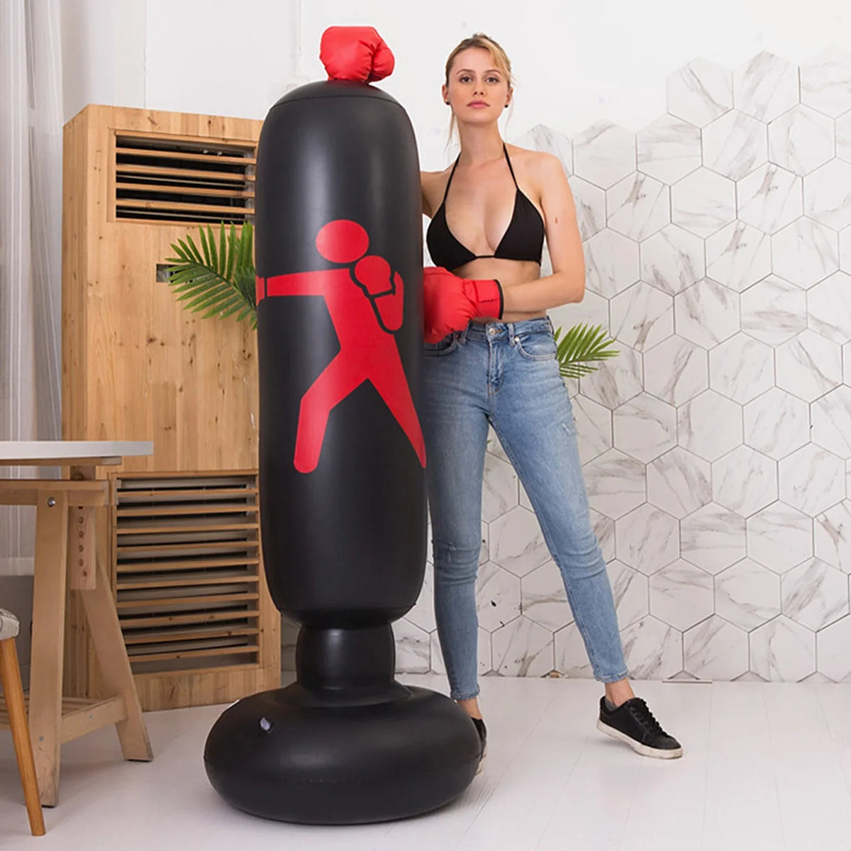 Boxing Bag, Fitness Boxing Bag Training, Andoer Punching 5.2ft Bag Inflatable Target for PVC