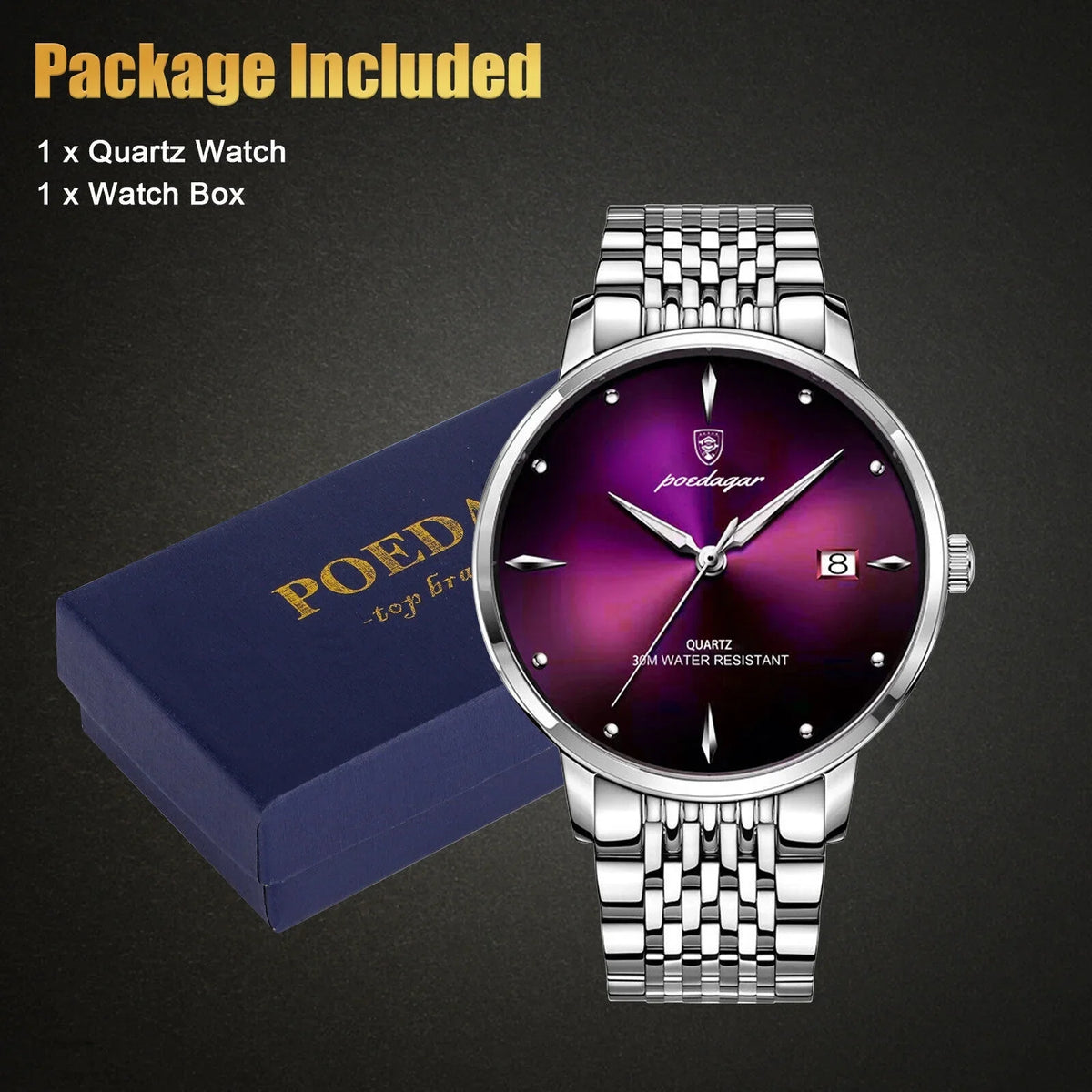 Luxury Luminous Steel Watch Waterproof Men's Classic Stainless Wristwatch Quartz