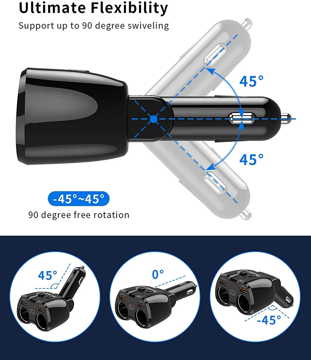 USB QC3.0 Adapter 20W SUPERONE 13 Cam/Laptop/iPad/iPhone for ?Upgraded? Lighter Charger PD GPS/Dash Splitter and Lighter C Max/13/12/11 180W Splitter, Pro with 2-Socket ette Dual Car ette