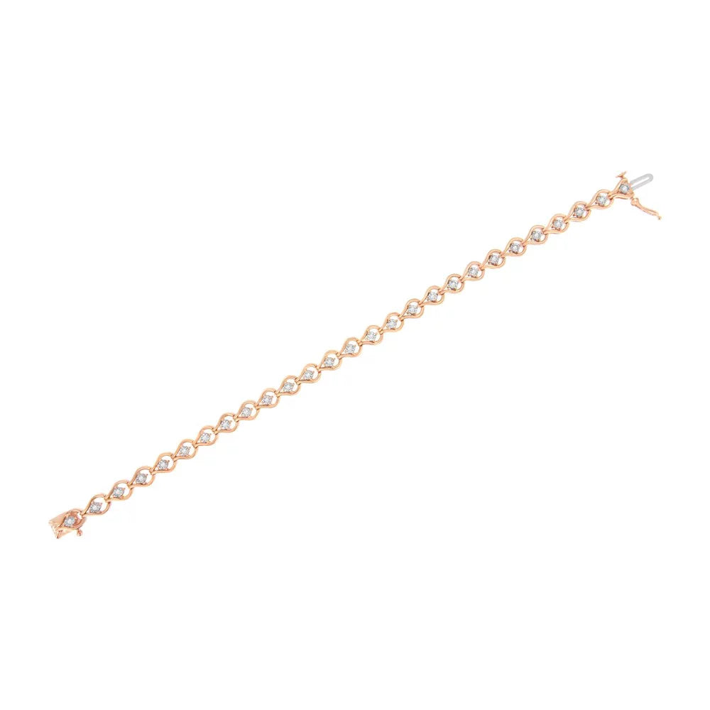 Diamond Bracelet .925 1/3 (I-J, Sterling I3-Promo) Link Rose Miracle-Set Carat Gold TDW Plated Silver