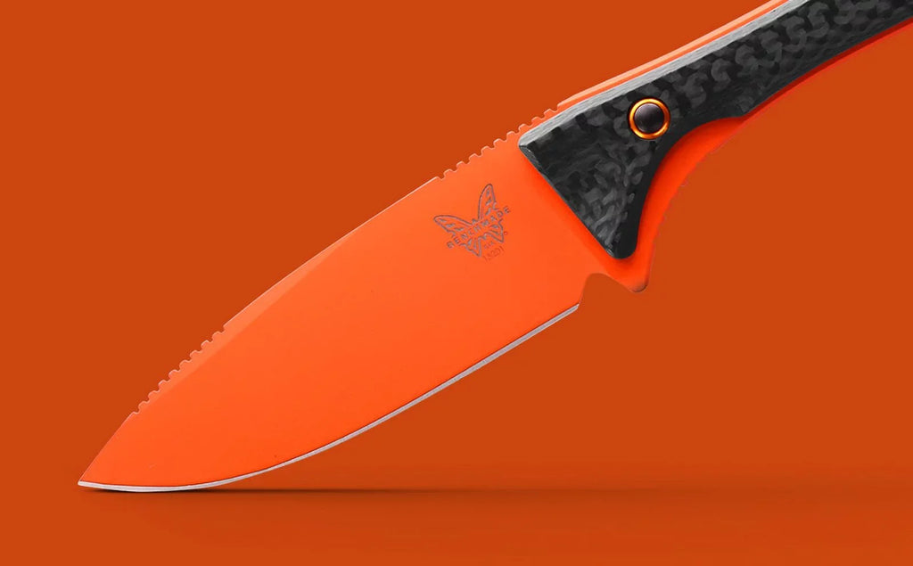 Knife Orange CPM-S90V Altitude 15201OR Blade Cerakote Benchmade Fiber Carbon 3.08" Fixed Handle