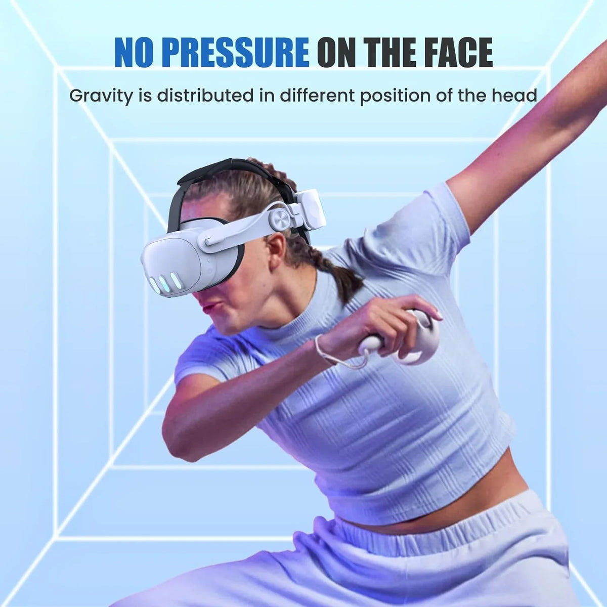VR Battery Head 3 & Pressure Extend Accessories Quest Battery with Playtime-for Meta Adjustable Strap for Reduce to 5300mAh Elite Quest Strap, Pack Meta 3,